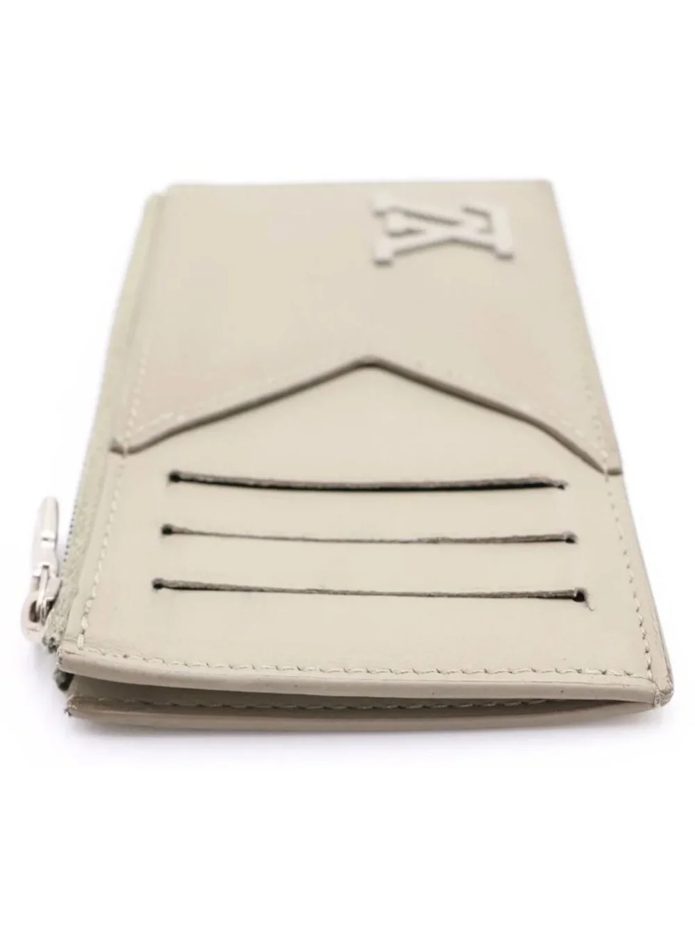 Louis Vuitton LV Aloe Gram Card Case Leather Mini Wallet Light Green Khaki Beige